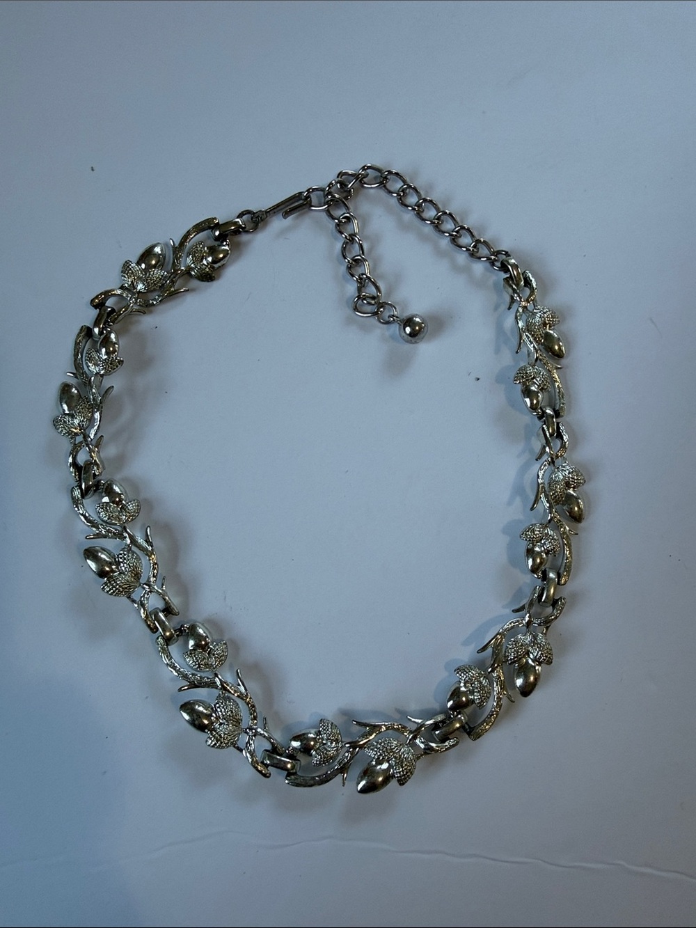 Coro Silver Floral Link Necklace